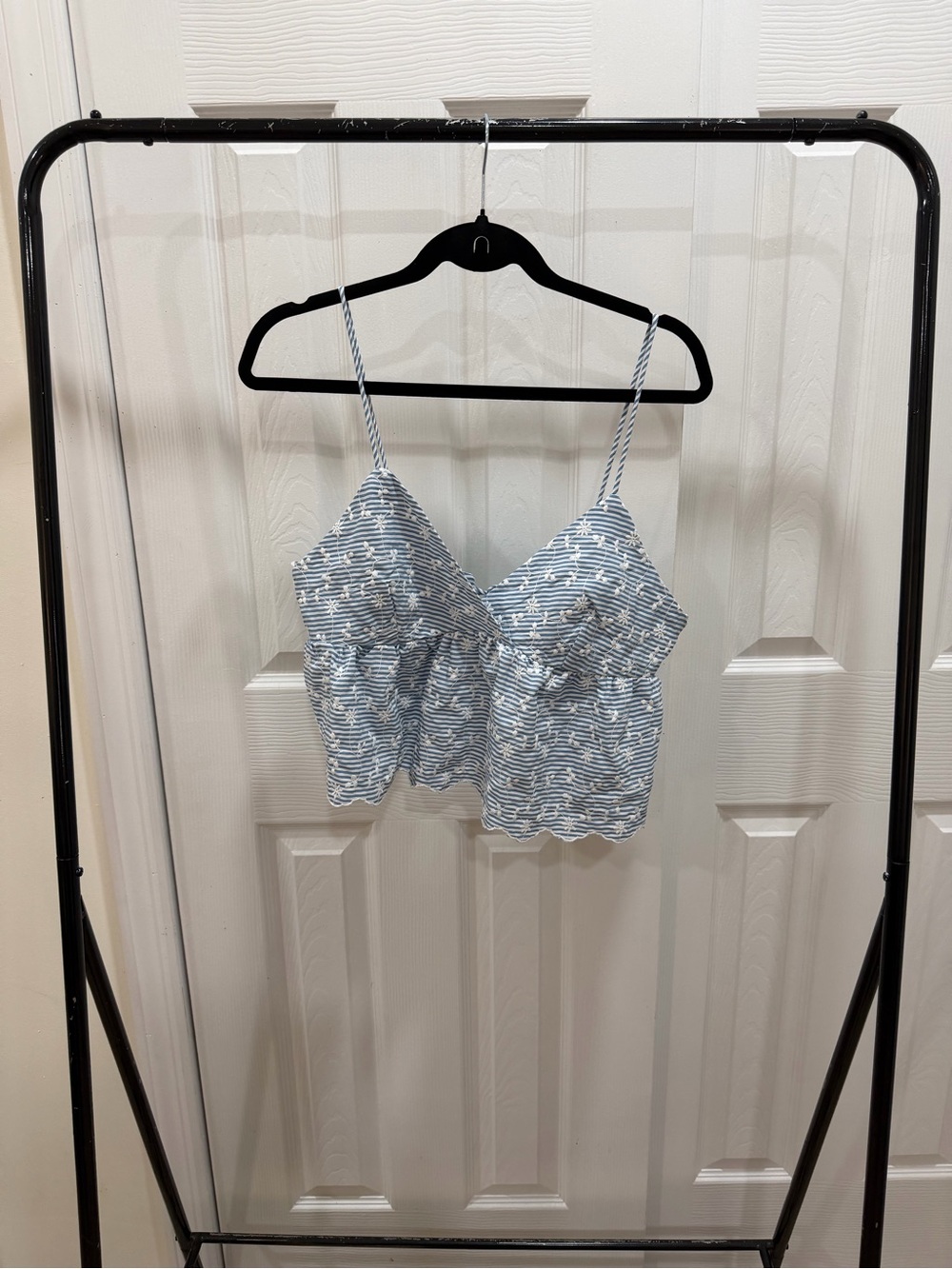 Zara Light Blue & White Striped Spaghetti Strap Camisole
